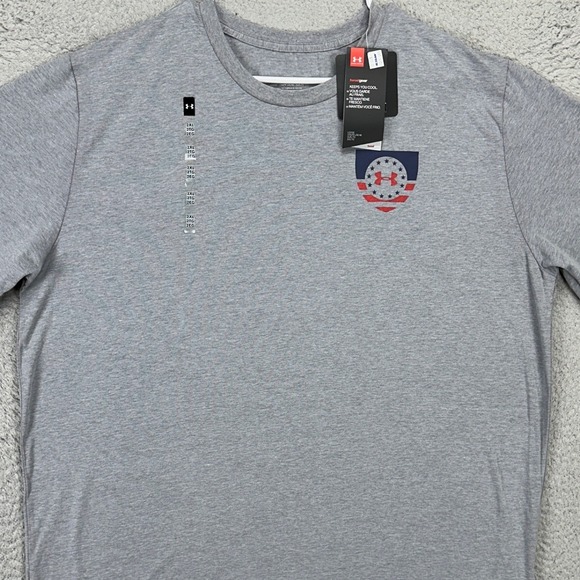Under Armour Mens Freedom T-Shirt 2XL Gray America USA Graphic Tee Logo NEW